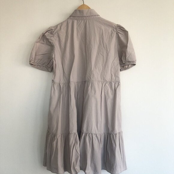 Zara short sleeve collared baby doll dress cotton Beige Small Lightweight Loose - Picture 8 of 10